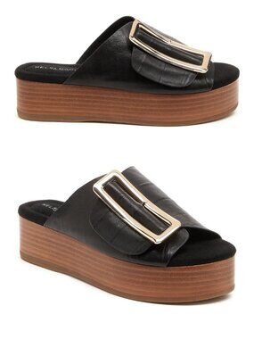 Kelsi Dagger Dover Leather Platform Black Sandal